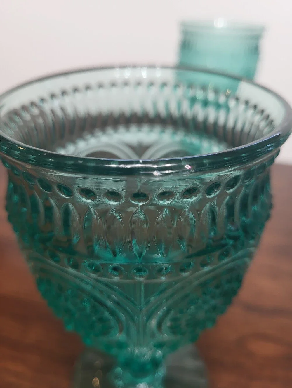The Pioneer Woman Adeline 12-Ounce Footed Glass Goblet in Turquoise, Set of 3